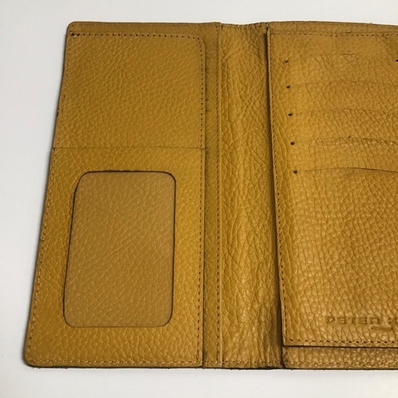 Peter Kent Pebbled Leather Clutch Wallet Yellow Gold Snap Close Zip Buenos Aires - Picture 9 of 16